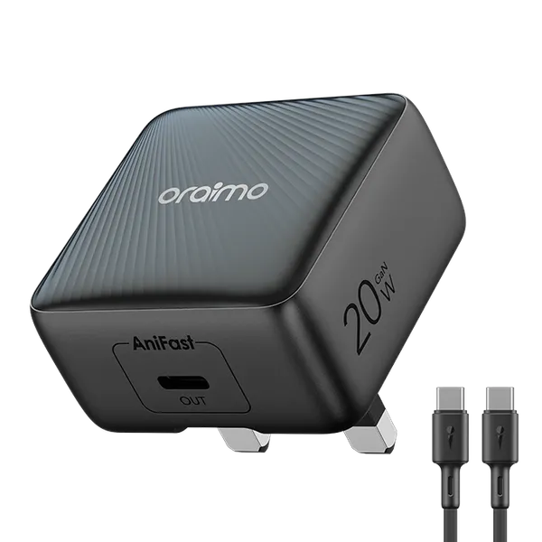 Oraimo PowerCube 20 Chic 20W GaN Wall Charger Kit (Type-C to Type-C Cable)